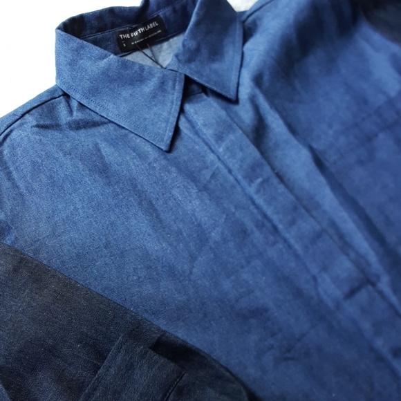 The Fifth Label Oversized Two-tone Denim Shirt. - Picture 3 of 9